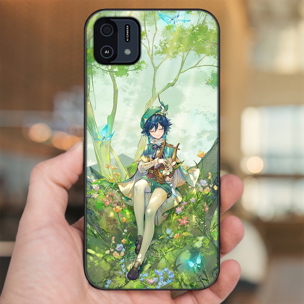 Ốp lưng Oppo A16K viền đen in hình Venti Genshin Impact