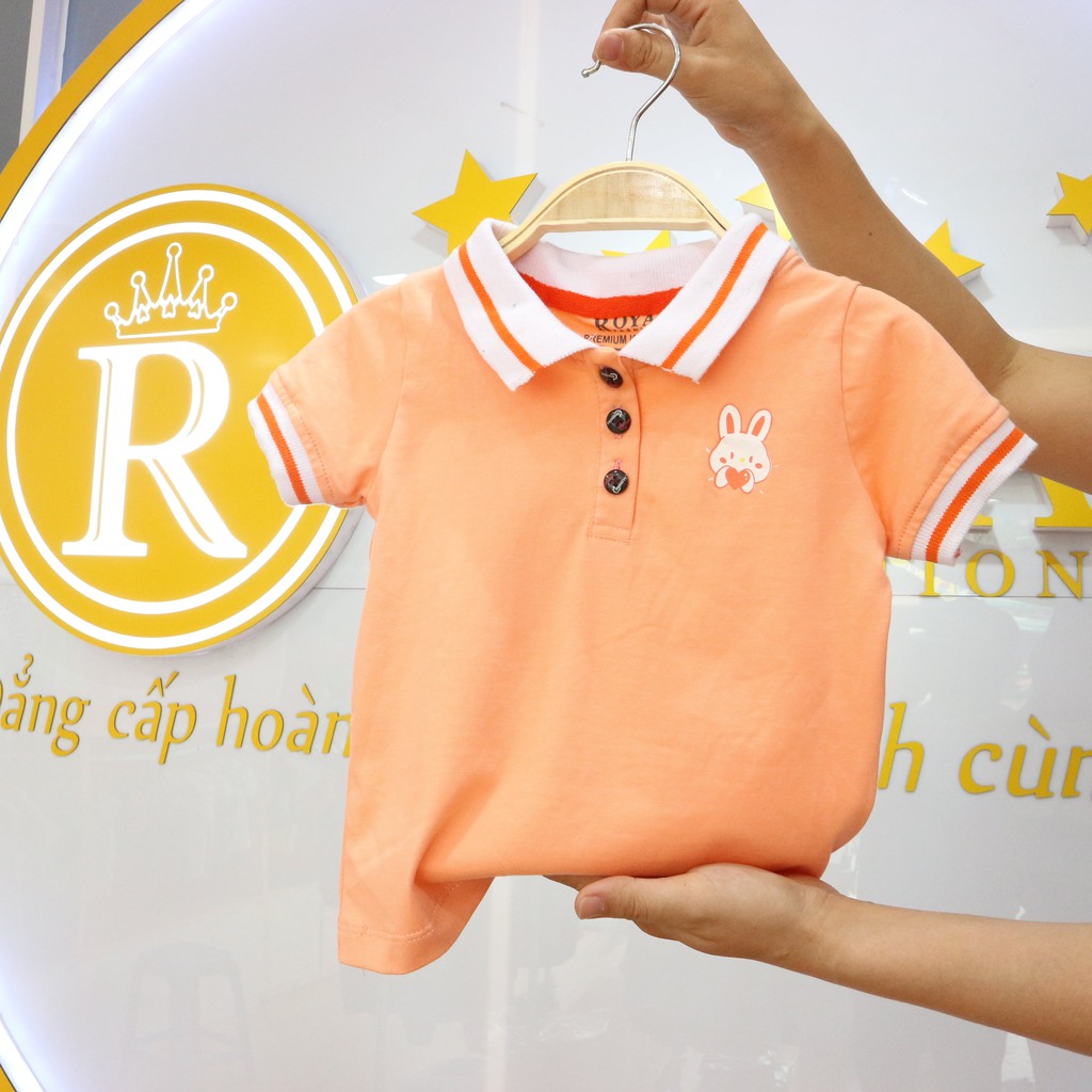 Áo Thun Cotton Mẫu Polo Cao cấp Màu Cam cho Bé Gái 8-27kg