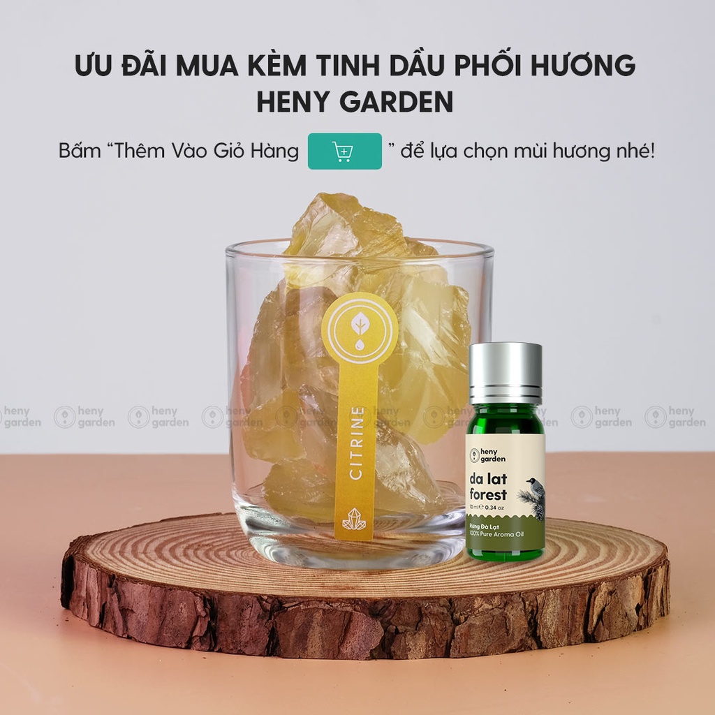 Đá Khuếch Tán Tinh Dầu Thơm Phòng Pha Lê Citrine Heny Garden Thay Thế Máy Xông, Làm Sạch Không Khí