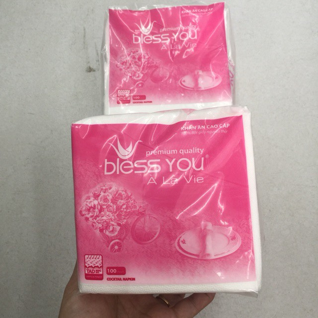 Combo 10 gói Giấy ăn vuông nhỏ bless you 100 tờ (23x23)