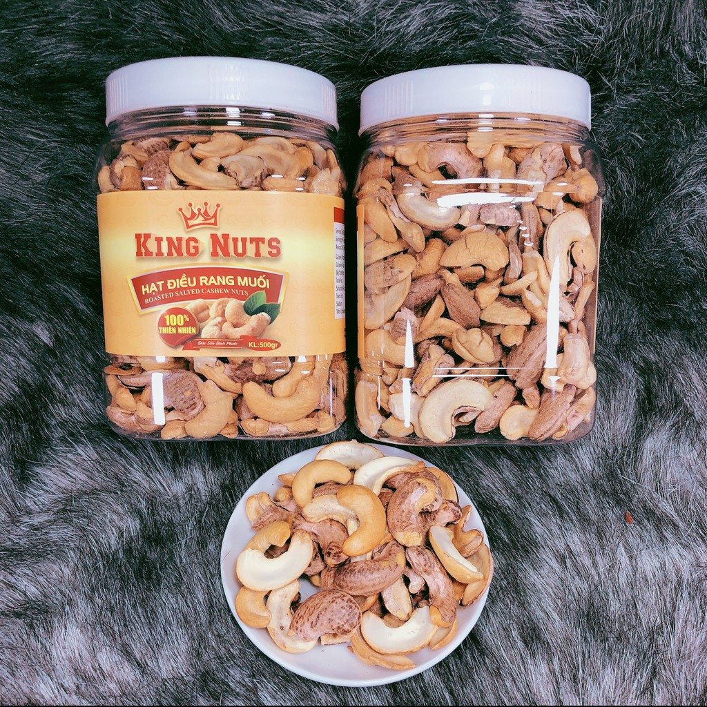 500Gr Hạt điều rang muối Bình Phước Bể Đôi Ba còn vỏ KingNuts