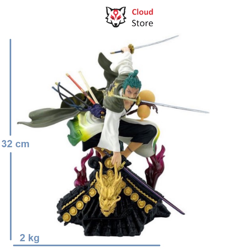 Mô hình Zoro cao 32cm nặng 2kg có hiệu ứng hắc kiếm, figure anime zoro , mô hình one piece nhân vật anime luffy