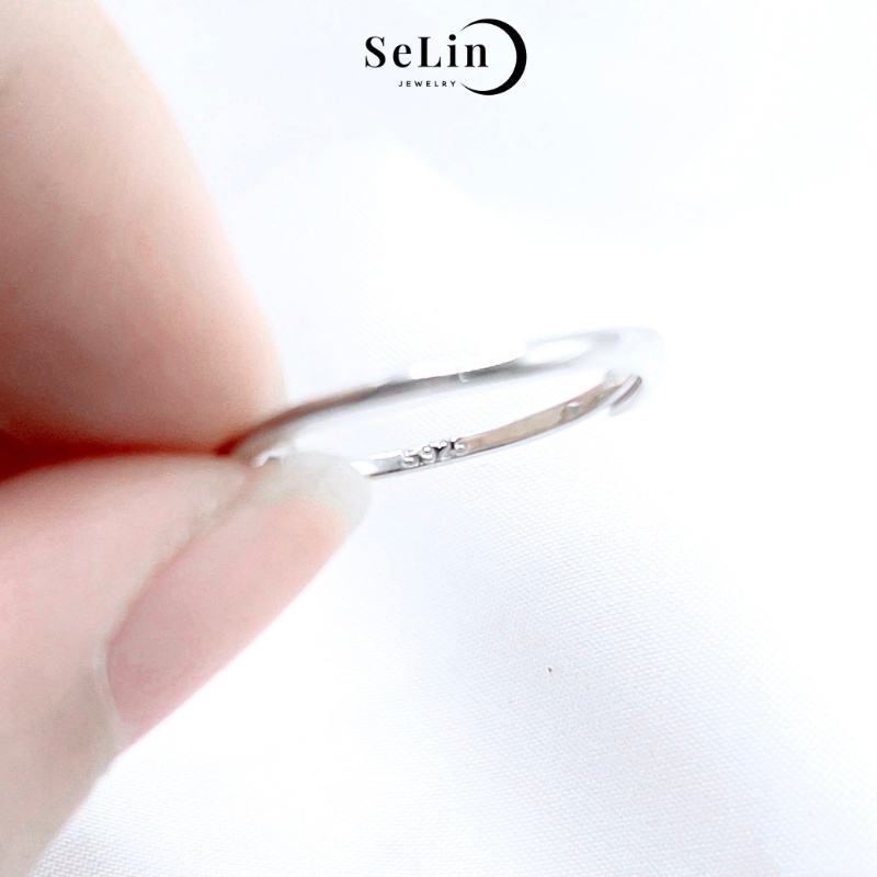 Nhẫn bạc nữ 925 SELIN JEWELRY đơn giản hình nơ đính đá nhỏ xinh có điều chỉnh kích thước  - 122