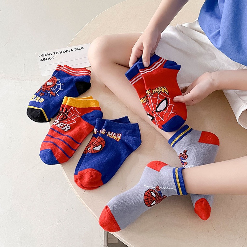 Tất Người Nhện Cho Bé, Vớ Trẻ Em Hoạt Hình Siêu Nhân SPIDER MAN Chất Liệu Cotton từ 1-8 Tuổi - LILA KIDS