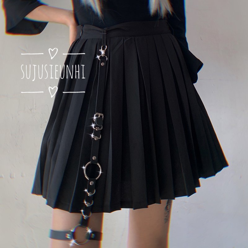 Thắt lưng da dáng chuỗi liền dây xích gothic lolita kèm choker đeo đùi loại dài phong cách punk