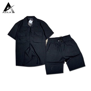 Bộ đũi nam Azila, Set bộ quần áo đũi cộc tay cổ bẻ cao cấp mùa hè chất liệu đũi xước mềm mịn - Đũi05