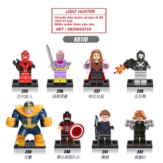 Lego Marvel Minifigures Nhân vật captain Hydra Baron xemo Thanos Scarlet Witch Cross Bones Hawkeye Black Widow X 0110