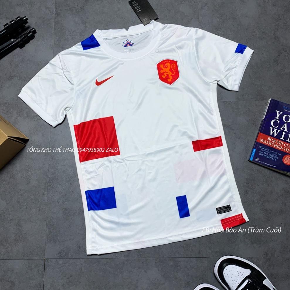 Set Bộ Quần Áo Bóng Đá Đội Tuyển Hà Lan WC 2022 Màu Trắng Caro - Vải Thái Chuẩn Áo Thi Đấu - Áo Đá Banh Hà lan