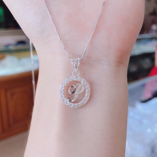 Dây chuyền bạc ta mặt chữ cái tròn
