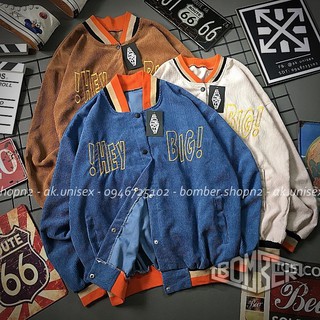 [Ảnh + Video thật] Áo khoác bomber Nhung HEY.B style Unisex dành cho cả nam và nữ (freesize - 3 màu)