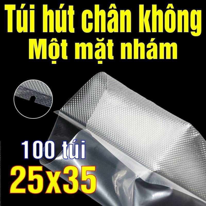 (Siêu rẻ) Túi hút chân không một mặt nhám một mặt trơn size 25cm×35cm bộ 100 túi