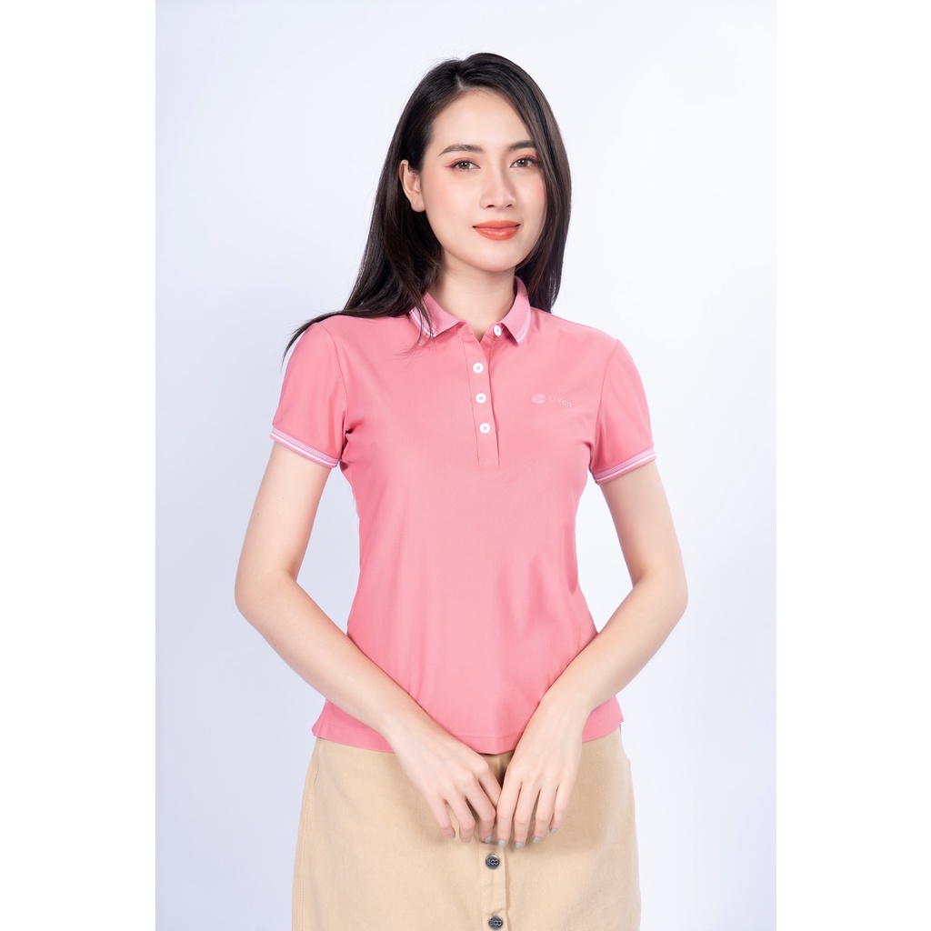 Áo Polo Nữ Nova Livan Sport Màu Hồng Kháng Khuẩn Thoáng Khí Không Nhăn Cổ Bo Cao Cấp