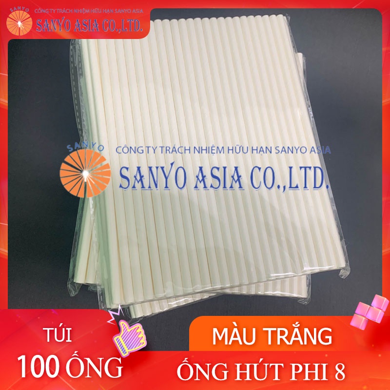 COMBO 100 Ống hút giấy cao cấp Phi 8 - Trắng - Nâu