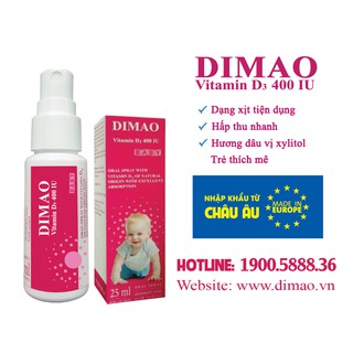 Dimao - Vitamin D3 dạng xịt 400IU, nhập khẩu châu âu, hiệu quả và hấp thu canxi tốt nhất cho bé