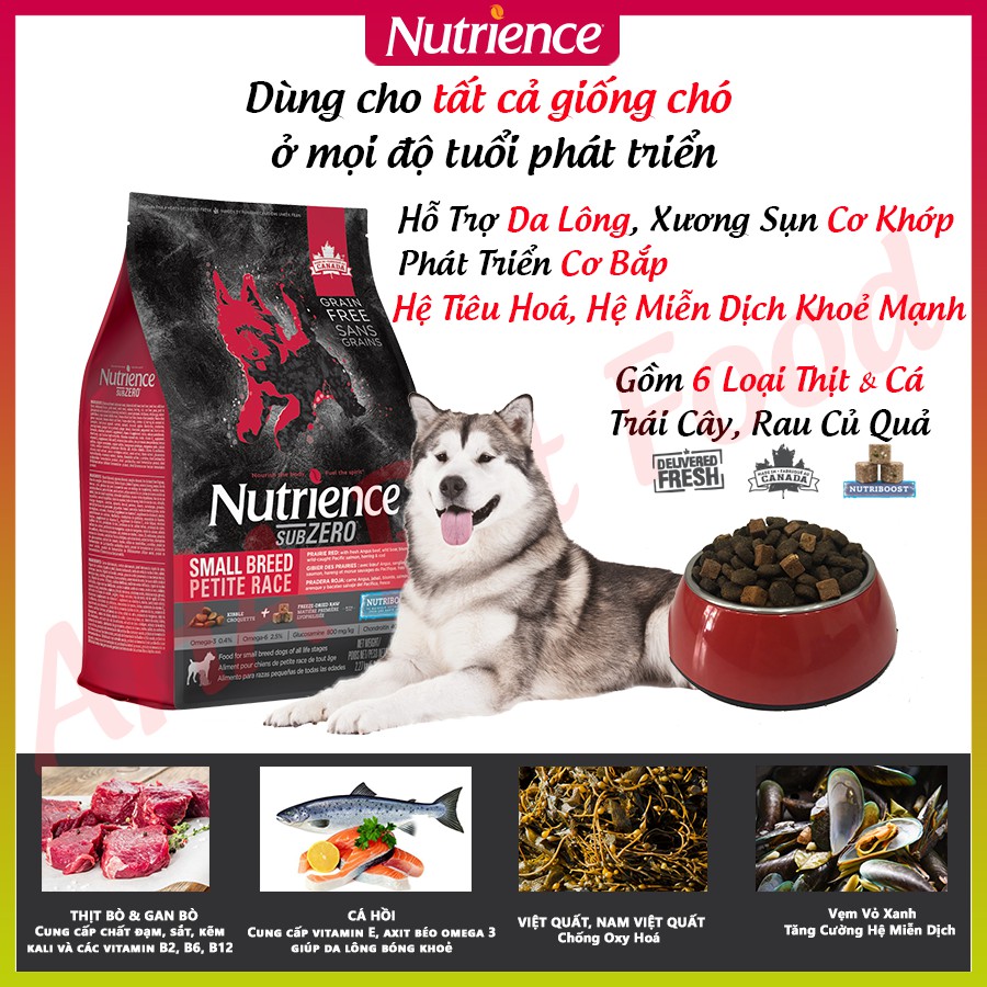 [Ăn Là Thích] Thức Ăn Hạt Cho Chó Husky Nutrience Subzero Da Lông Bóng Mượt Bao 2.27kg  6 Loại Thịt Cá, Rau Củ, Trái Cây