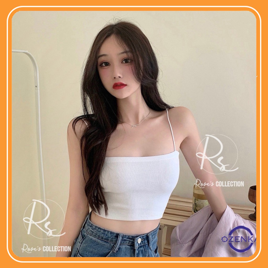 Áo Quây - Áo 2 Dây Croptop Chất Bo Zip Siêu Sexy 2 Màu Trắng Đen