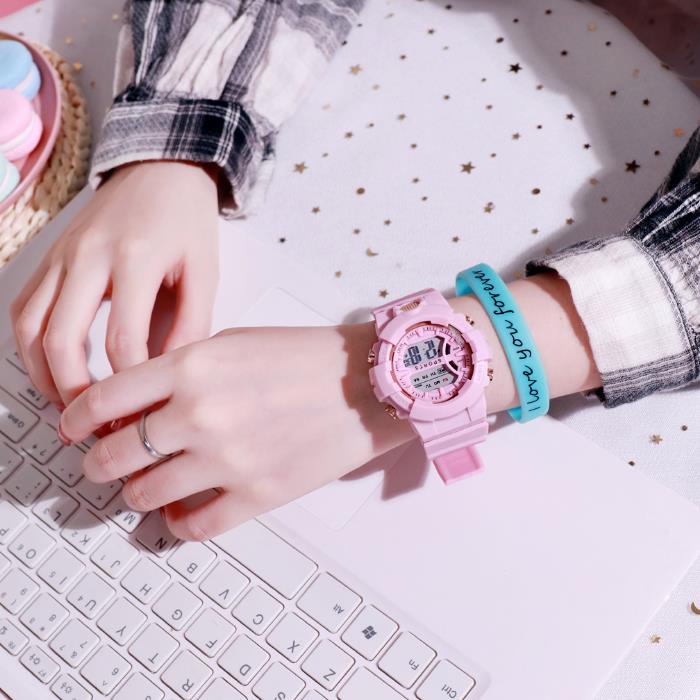 Đồng Hồ Đeo Tay Thể Thao Bằng Thép Không Gỉ Hình Mèo Hoạt Hình Dễ Thương Thời Trang Hàn Quốc Mới Cho Bé Gái