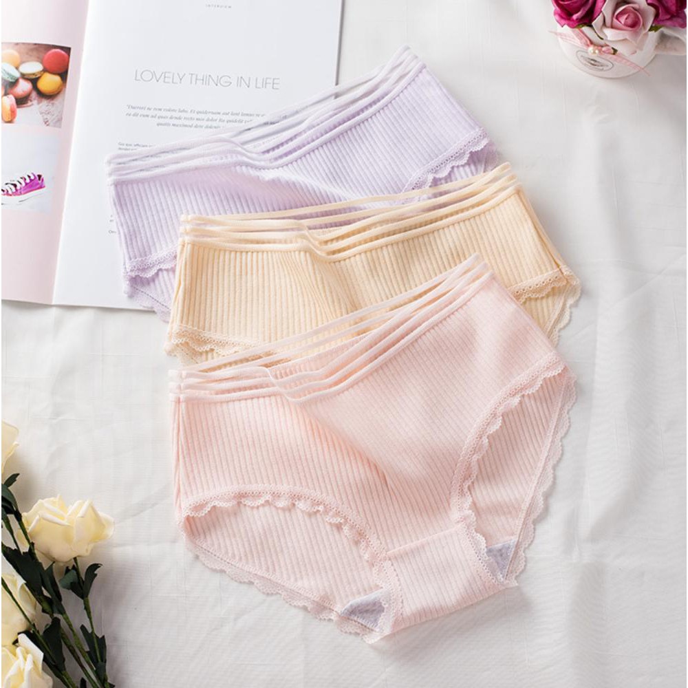 Quần lót nữ 💖FREESHIP💖 Giảm 10k nhập mã [ QUAN LOT NU ] 💖Quần lót gân tăm viền ren QL02 | BigBuy360 - bigbuy360.vn