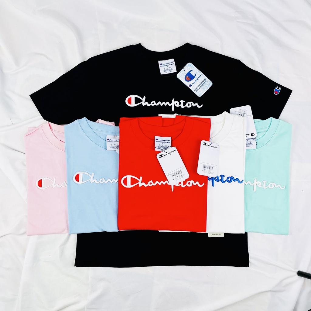 Áo thun tay lỡ CHAMPION ,Unisex nam nữ form rộng Oversize chất Cotton logo thêu