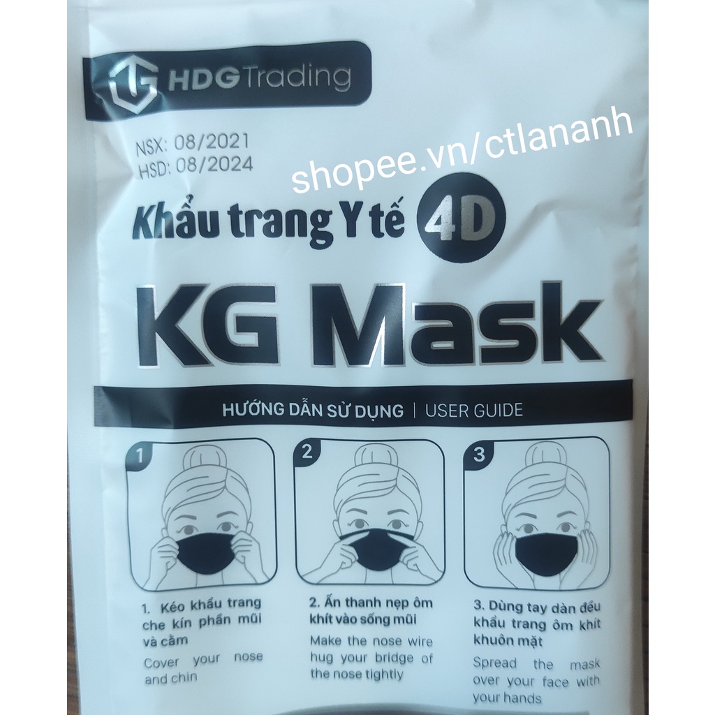 Khẩu trang y tế 4D KG Mask KF94 kiểu dáng Hàn Quốc ( vỏ đen ) túi 5 chiếc