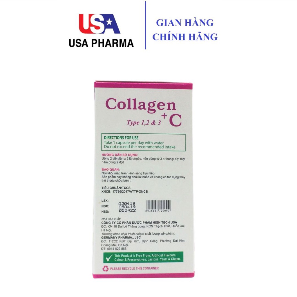 Viên uống đẹp da giảm lão hóa Collagen + C vitamin e giúp da sáng mịn , giảm nám tàn nhan – Hộp 60 viên
