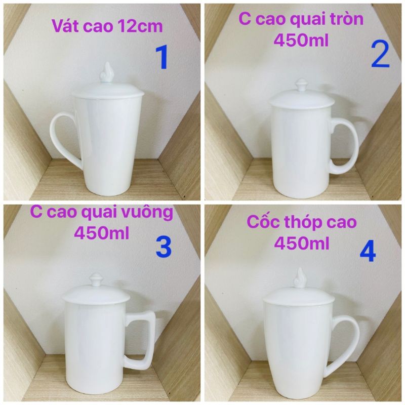 Cốc uống nước MEN TRẮNG 450ml,Gốm sứ Bát Tràng