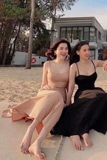 Đầm váy maxi trắng 2 dây cúp ngực (kèm hình thật)