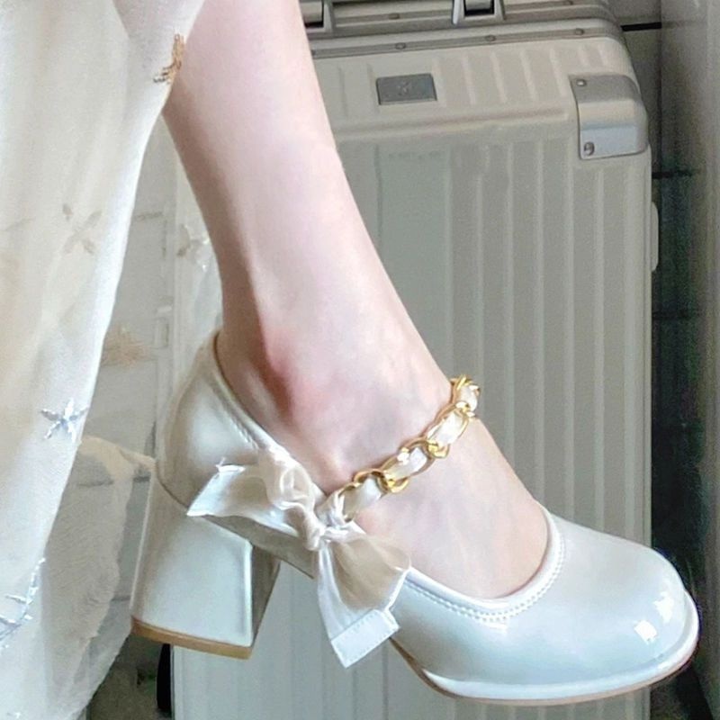 Giày Cao Gót Mary Jane Gót Dày Thời Trang Xuân Hạ Mới Cho Nữ