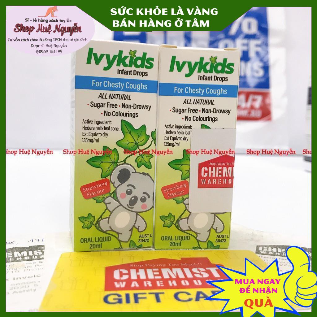 Siro giảm ho Ivykids Úc (Ivy Kids) cho trẻ  nhỏ sơ sinh từ lá cây thường xuân, không chất tạo màu ngon dễ uống- Jess18