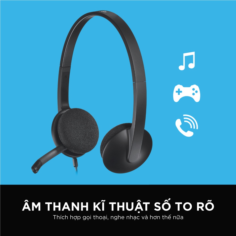 Tai nghe có dây Logitech H340 - Mic giảm ồn, điều khiển trên dây, kết nối USB-A