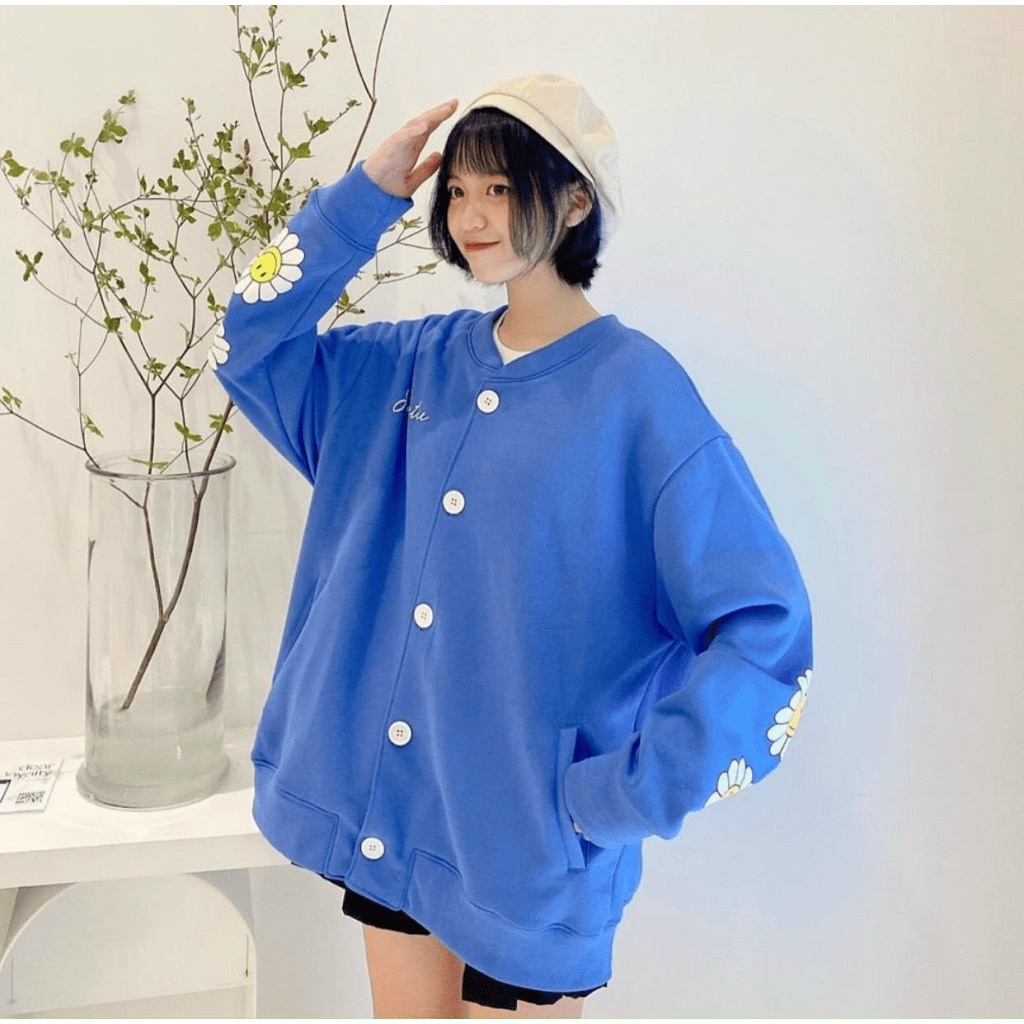 Áo Khoác Nỉ Cadigan Bomber Ulzzang Áo khoác hoodie Cadigan Hoa cúc form rộng Unisex chống nắng siêu tốt TP [NewUnisex]