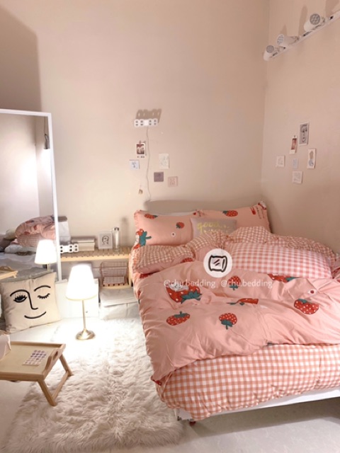 Set chăn ga gối Poly cotton: dâu tây hồng | BigBuy360 - bigbuy360.vn