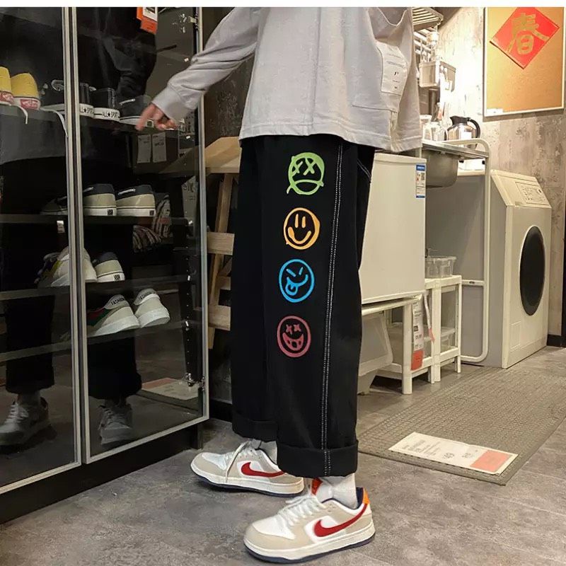 QUẦN BAGGY ỐNG RỘNG NAM-TAN-DÁNG SUÔNG PHONG CÁCH-QJI02-THỜI TRANG UNISEX-có size Nam Nữ in dể phối đồ siêu đẹp màu đen