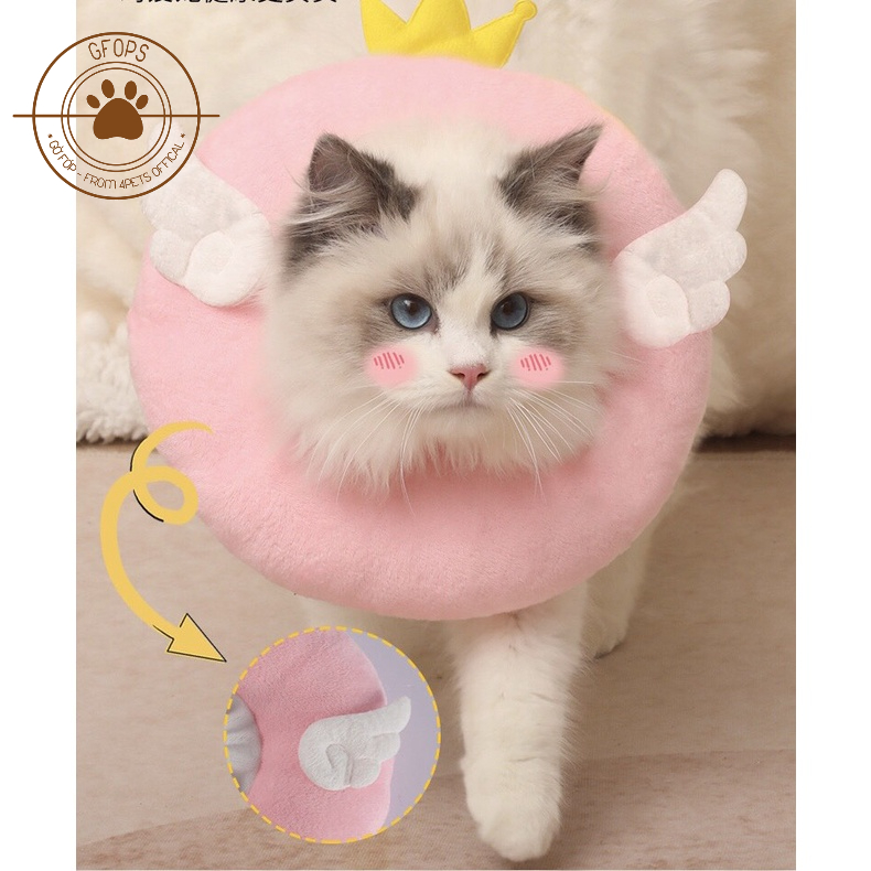 Vòng chống liếm/ Gối chống liếm Elizabeth cho chó mèo mẫu Thiên Thần có dây rút chỉnh size - 4pets official