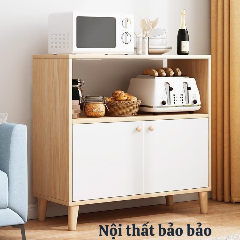 Tủ Kệ Lò Vi Sóng Lò Nướng Tủ Bếp Có Ngăn Tủ Phong Cách Bắc Âu Hiện Đại HM01