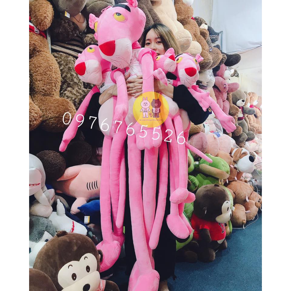 Gấu bông báo hồng Pink panther kích thước 70-100-130cm Xưởng gấu bông Việt Nam