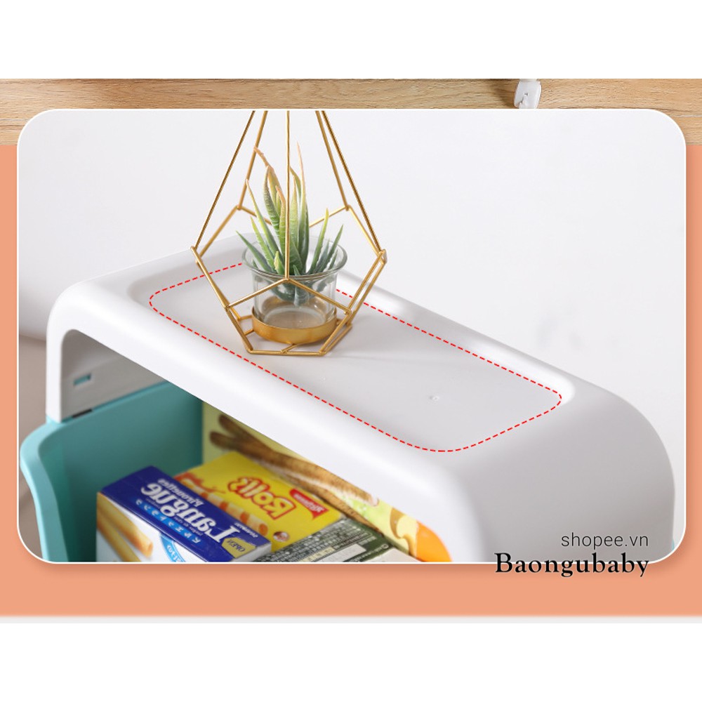 Kệ 3 Tầng Cho Bé Hình Gấu có bánh xe đa năng, làm Kê Đựng Đồ Chơi, Kệ Sách Cho Bé