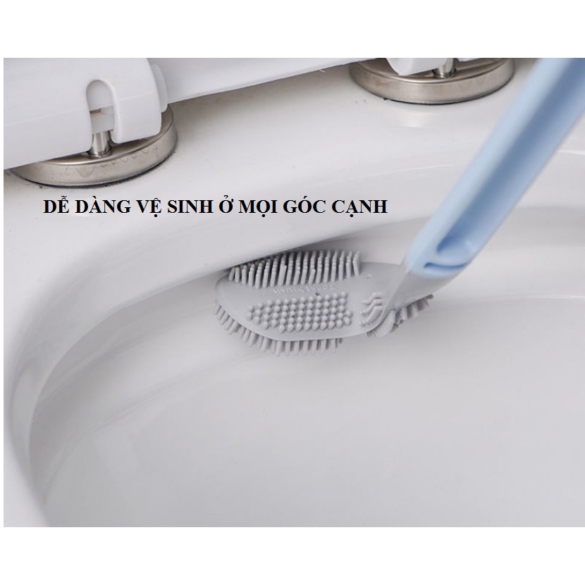 Cây Cọ Toilet Bồn Cầu, nhà vệ sinh bằng SiliCon tặng kèm móc Dán Tường siêu tiện lợi