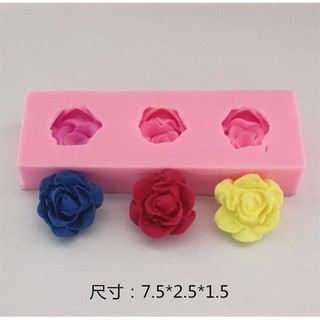 Khuôn Hoa Hồng Vĩ 3 Bông Hoa 1 Cm - KHUÔN SILICON