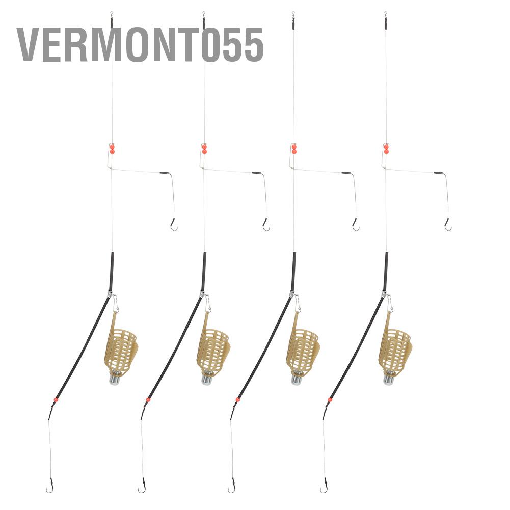 Vermont055 4PCS Portable Lightweight Fishing Bait Cage Lure Trap Basket Feeder Holder Fish Tackle Accessories