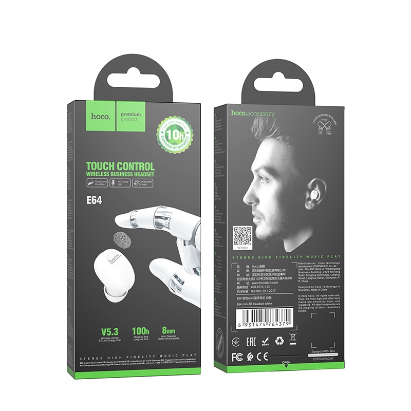 Tai nghe nhét tai HOCO. E64 mini không dây Bluetooth 5.3 thích hợp cho Samsung S20 Xiaomi 11 Oneplus 8
