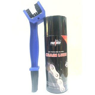Combo chai xịt bôi trơn bảo vệ sên xe máy mô tô PKL Thunder Chain Lube 400ml và bàn chải vệ sinh sên cao cấp