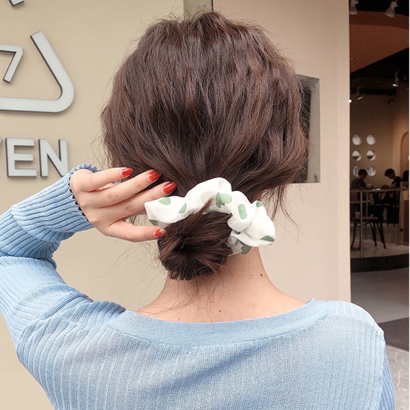 Dây Buộc Tóc Vải Lụa Satin Màu Trơn Phong Cách Hàn Quốc Dành Cho Nữ