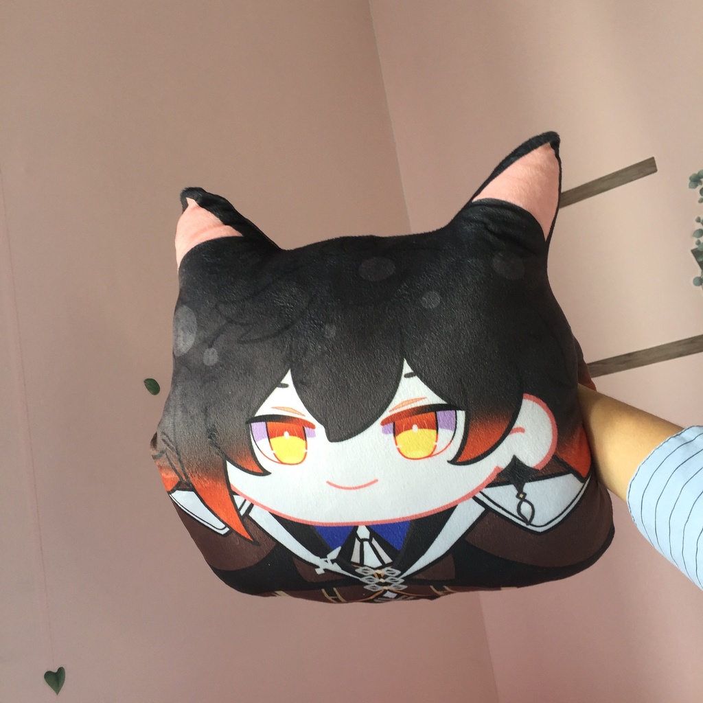 Gối nhồi bông họa tiết nhân vật hoạt hình Zhongli Xiao Diluc kích thước 35cm