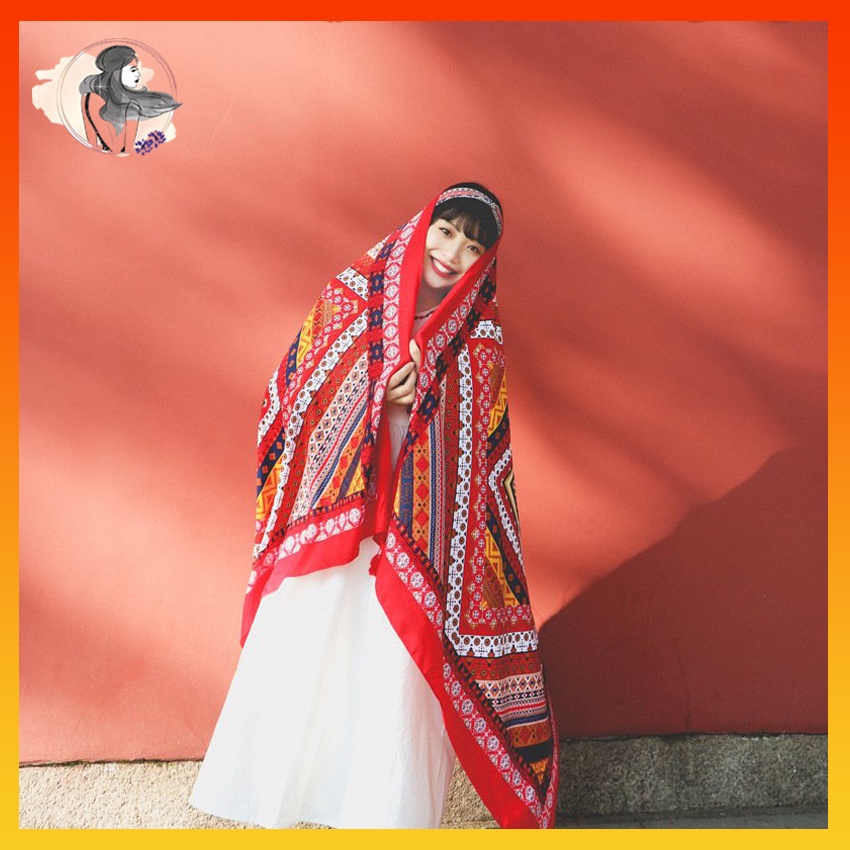 Khăn choàng boho đi biển họa tiết thổ cẩm dày đẹp nhiều họa tiết phù hợp che nắng chụp hình Claura Beauty