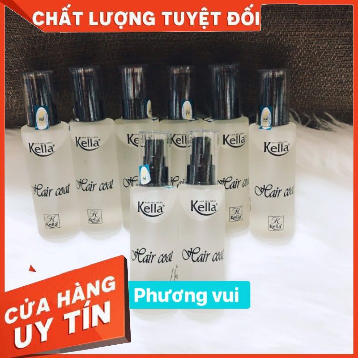 Dầu bóng  tinh dầu KELLa  60ml Haircoat with suncreen d chai thủy tinh nắp đen ] dưỡng bóng tóc phục hồi hư t