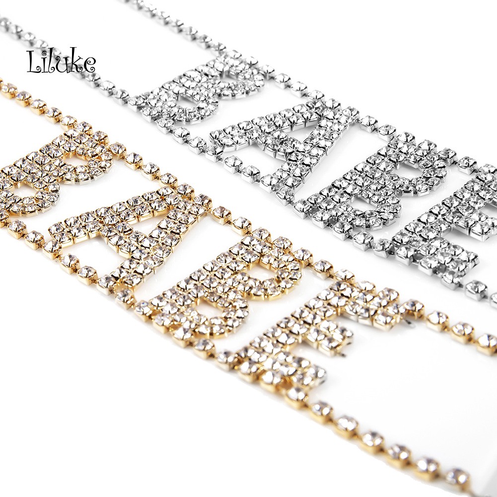 Vòng Cổ Choker Hợp Kim Mạ Vàng Trang Trí Chữ Babe Đính Đá Sang Trọng Cho Nữ