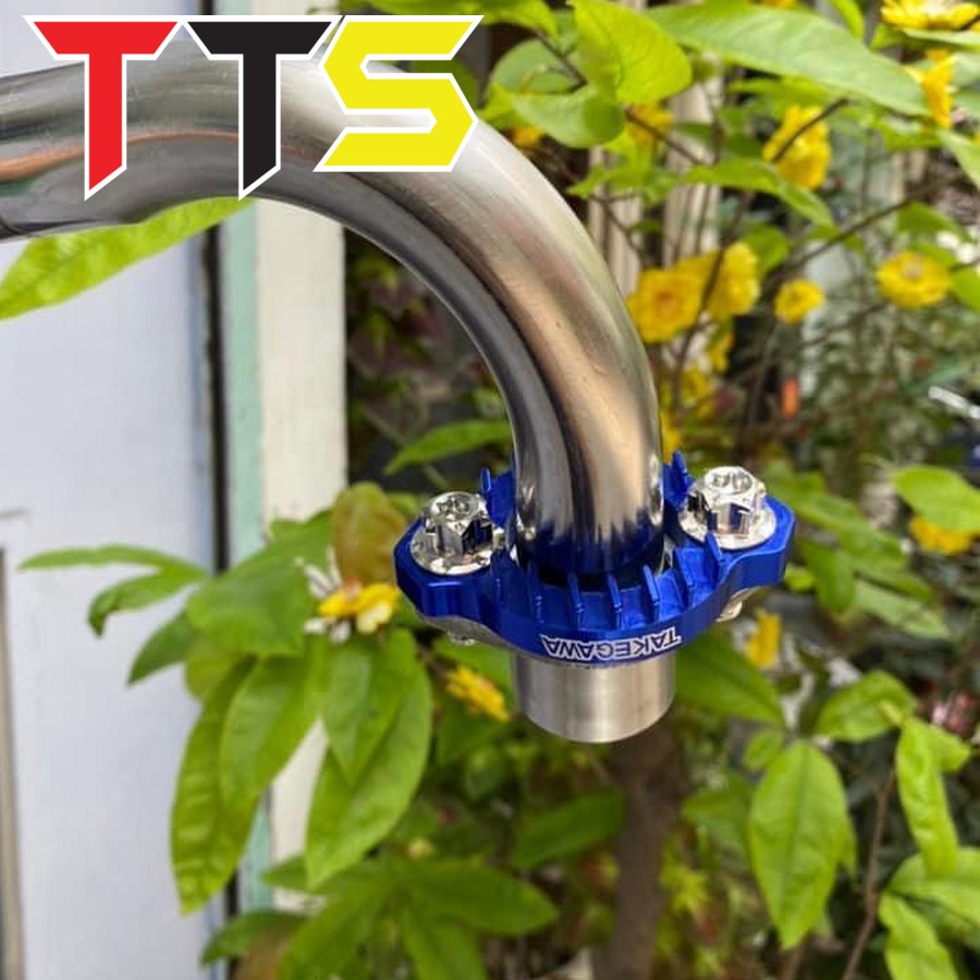 ( MÀU XANH ) Khâu nối pô chất liệu inox 304, lông đền nhôm CNC tản nhiệt cổ pô inox, ttian phi 27mm