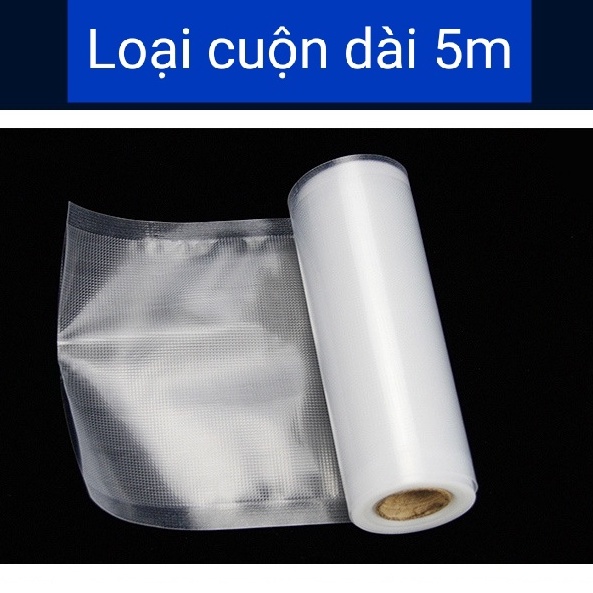 Túi hút chân không thực phẩm MỘT 1 MẶT NHÁM chấm tròn_1 cuộn dài 5m đủ kích thước