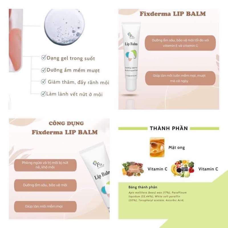 Son Dưỡng Môi Mềm Mượt Chống Khô Và Nứt Nẻ Môi Fixderma Lip Balm (15ml)